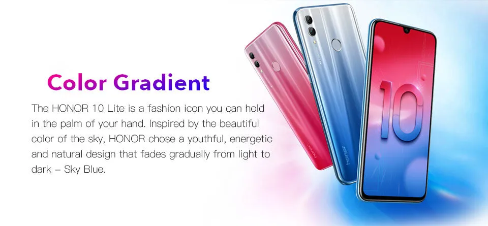 Honor 10 Lite 4G Mobile Phone Android 9.0 6.21" FHD 2340X1080 Dual Font Rear 24MP AI Camera Magic blue_4 64G