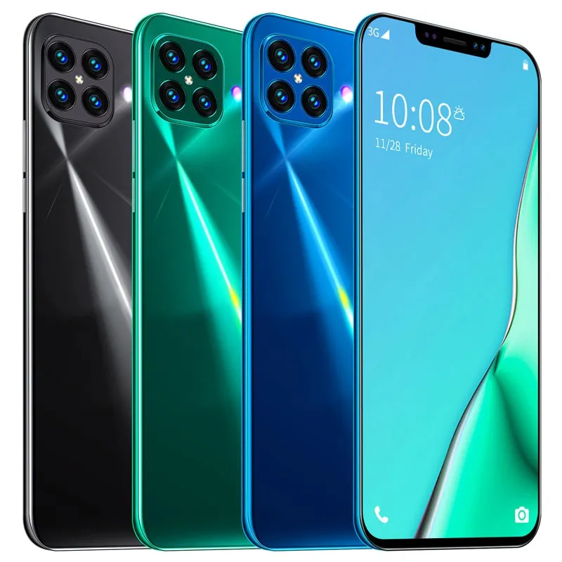 i12 6.7Inch Large Screen Phone Notch Screen Android Quickly Unlock Smartphone(10 512G) blue_U.S. plug