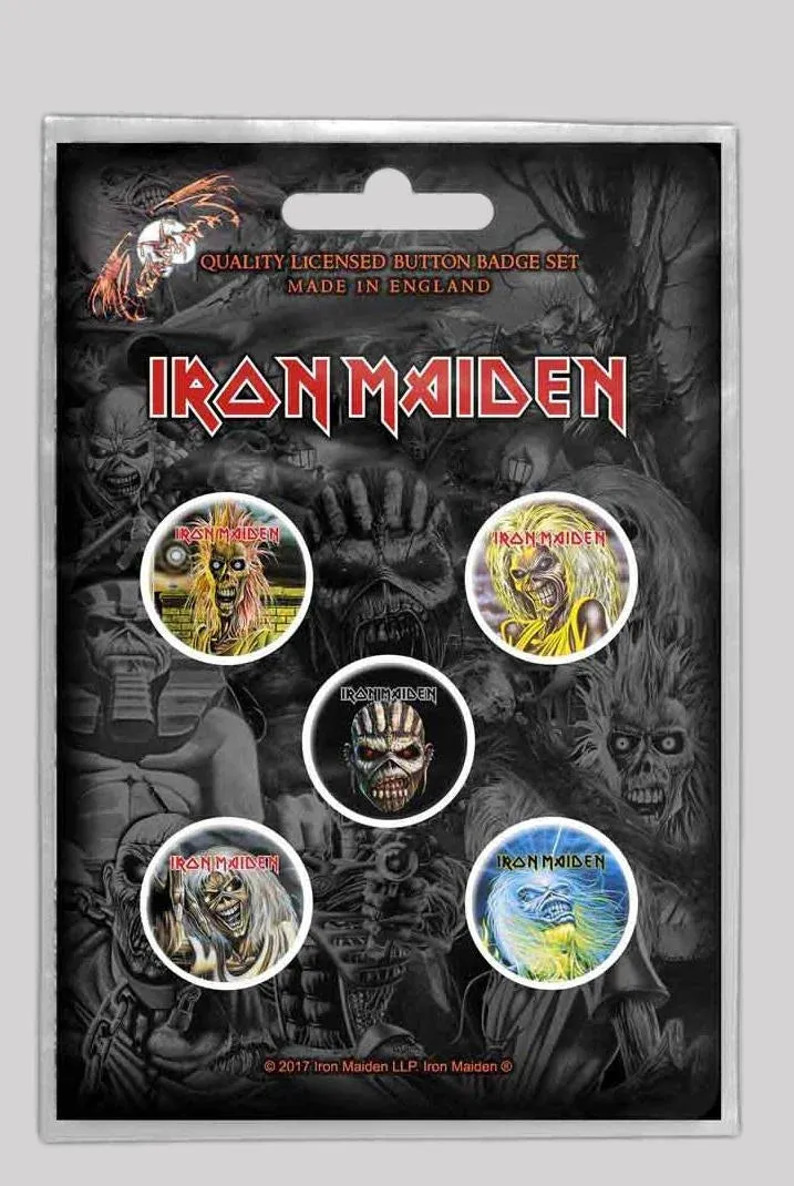Iron Maiden Button Badge Pack - The Faces Of Eddie