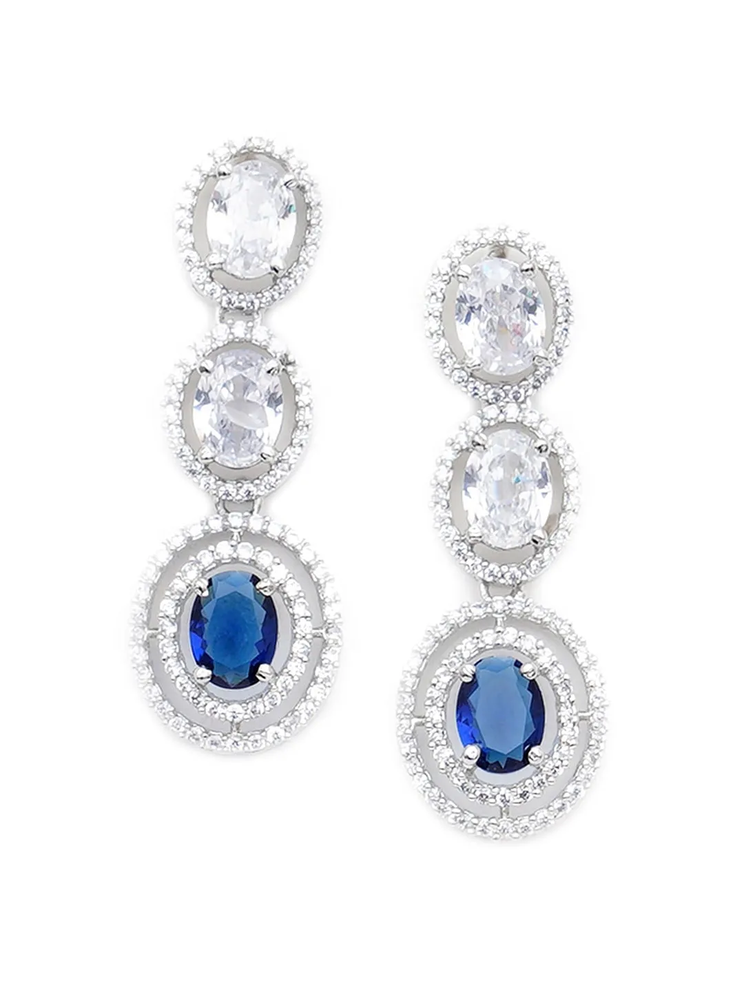 Karatcart Blue American Diamond Studded Choker Necklace Set