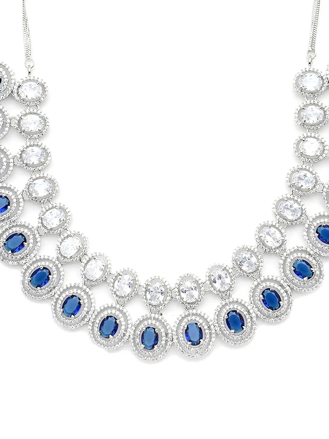 Karatcart Blue American Diamond Studded Choker Necklace Set