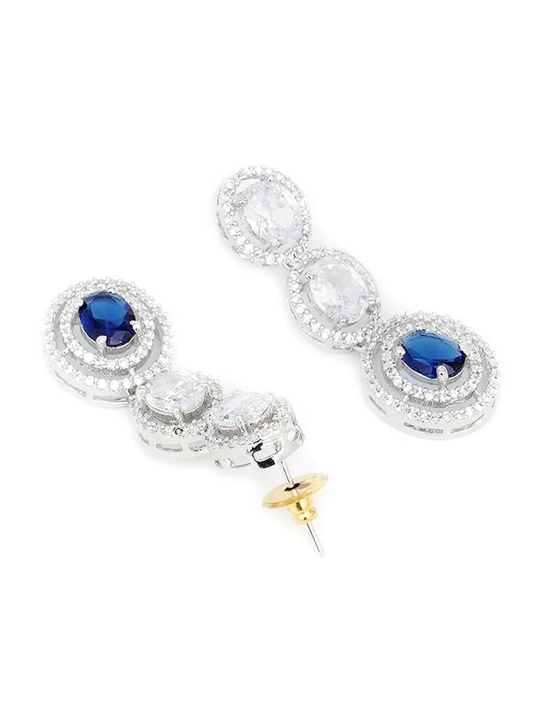 Karatcart Blue American Diamond Studded Choker Necklace Set
