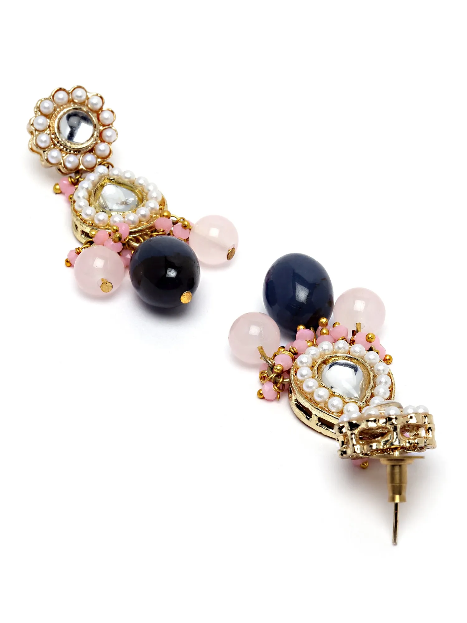 Karatcart Gold Plated Blue and Pink Kundan Choker Necklace Set for Women