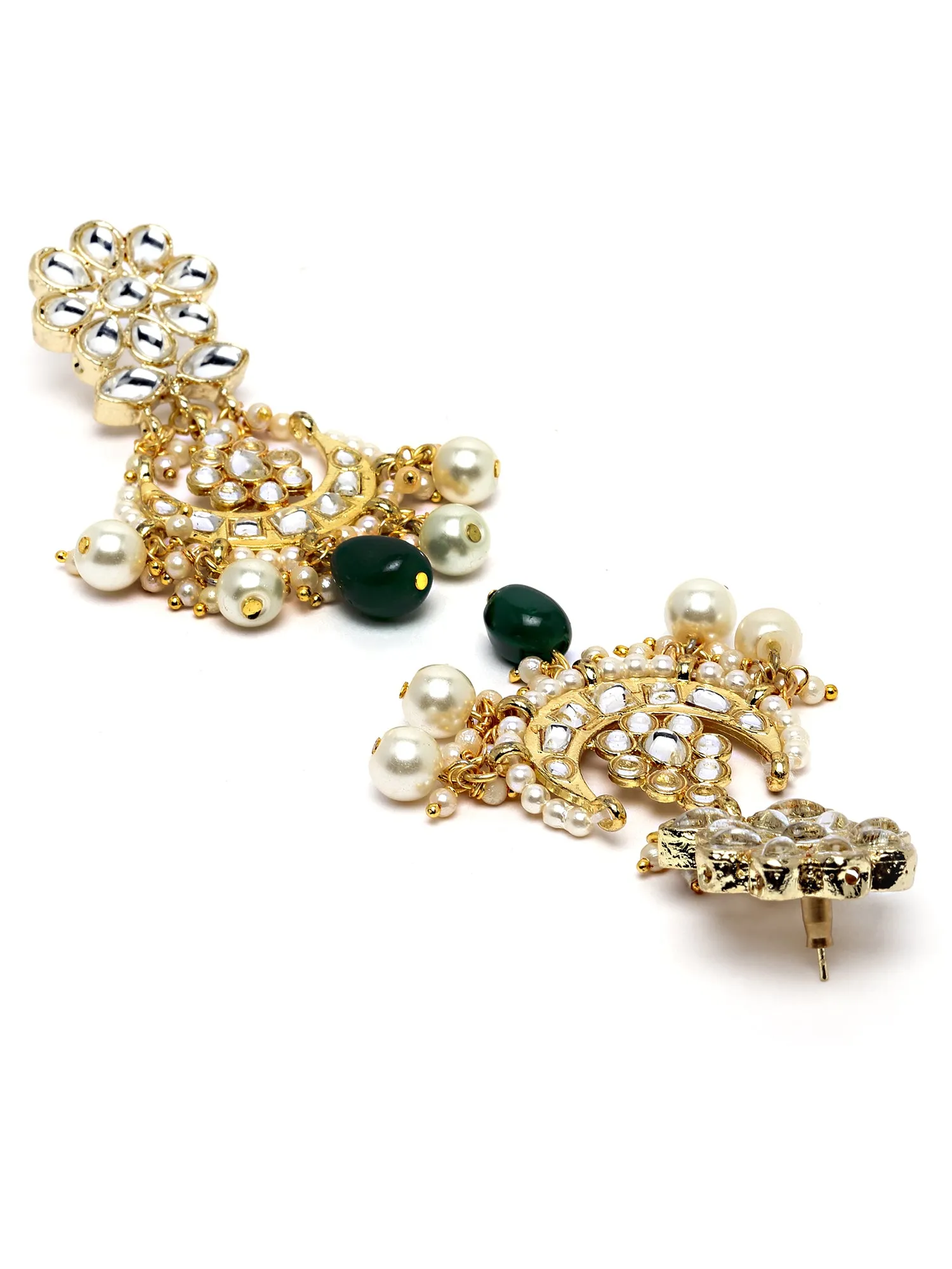 Karatcart Gold Plated Green Beads Multilayered Kundan Choker Necklace Set for Women