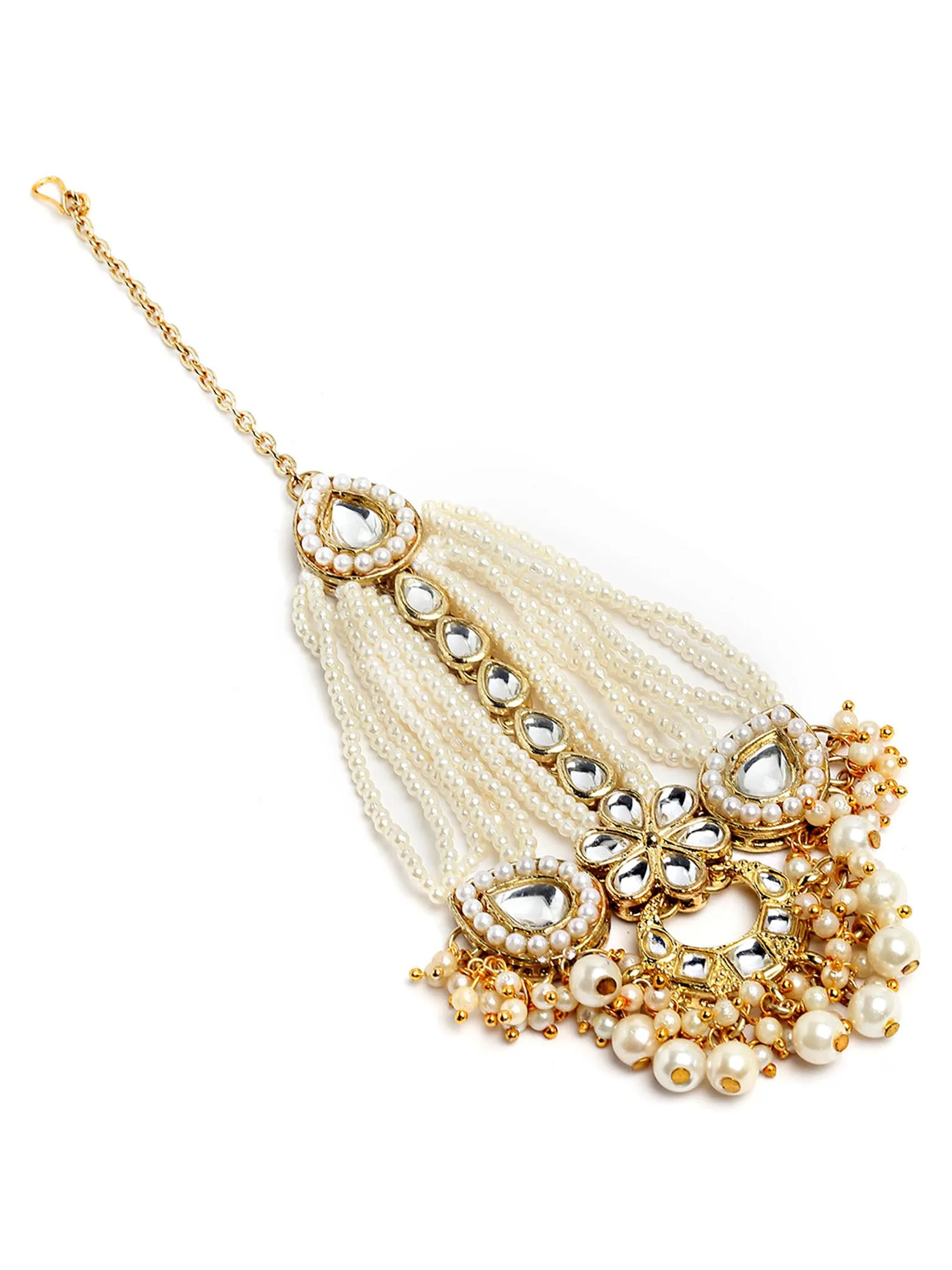 Karatcart Gold Plated Pearl Studded Kundan Passa for Women
