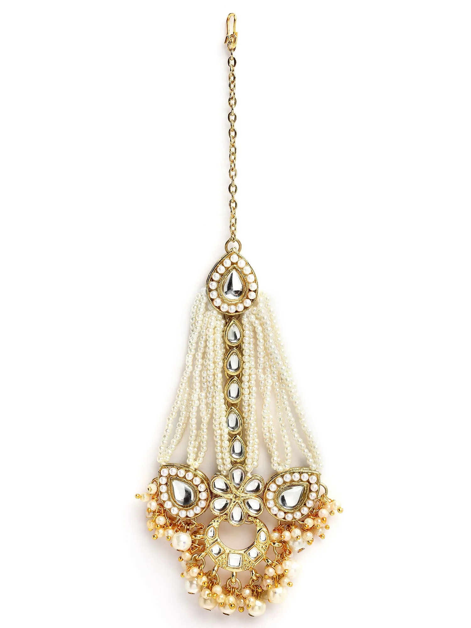 Karatcart Gold Plated Pearl Studded Kundan Passa for Women