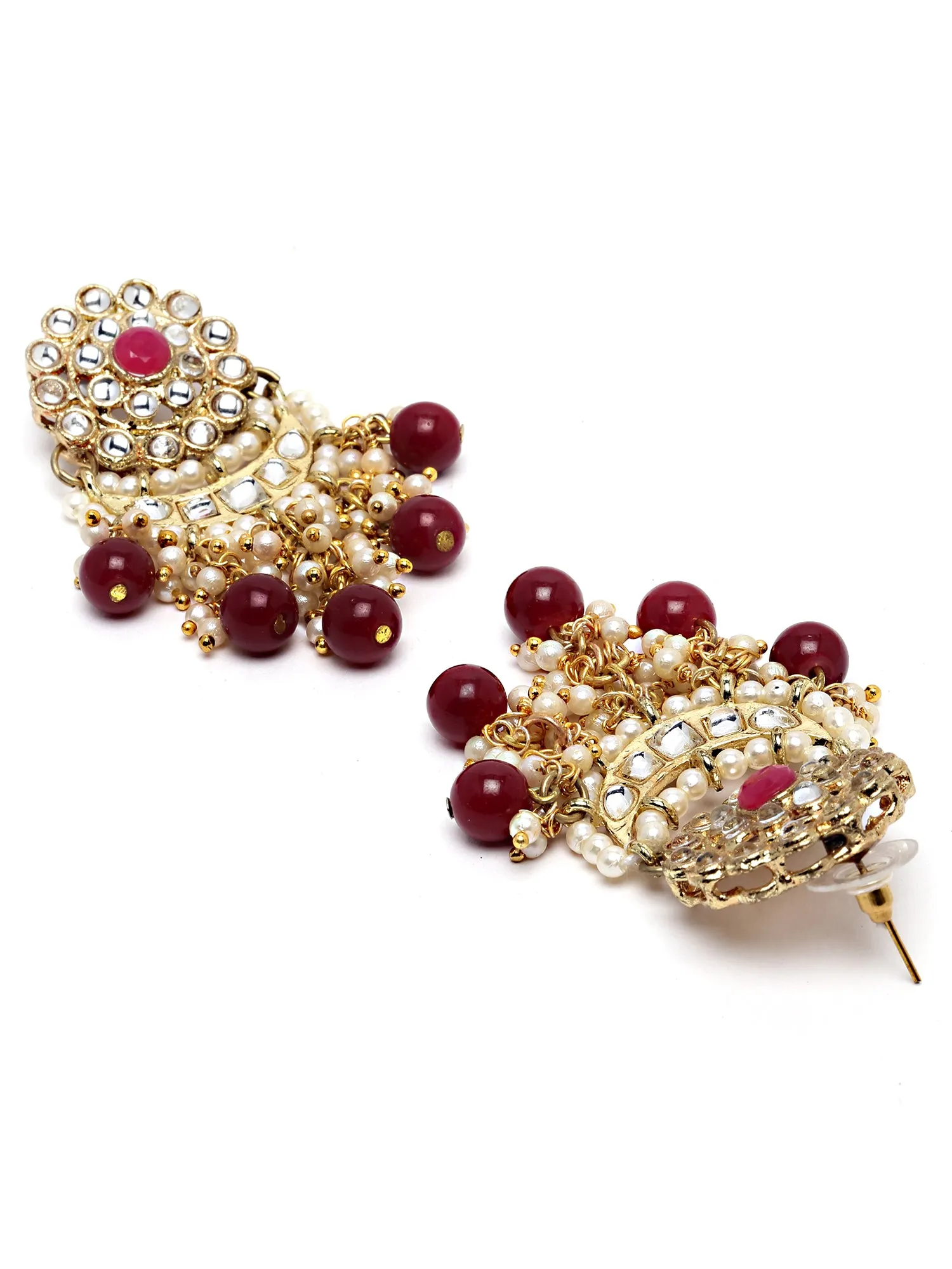 Karatcart Gold Plated Red Beads Kundan Choker Necklace Set for Women