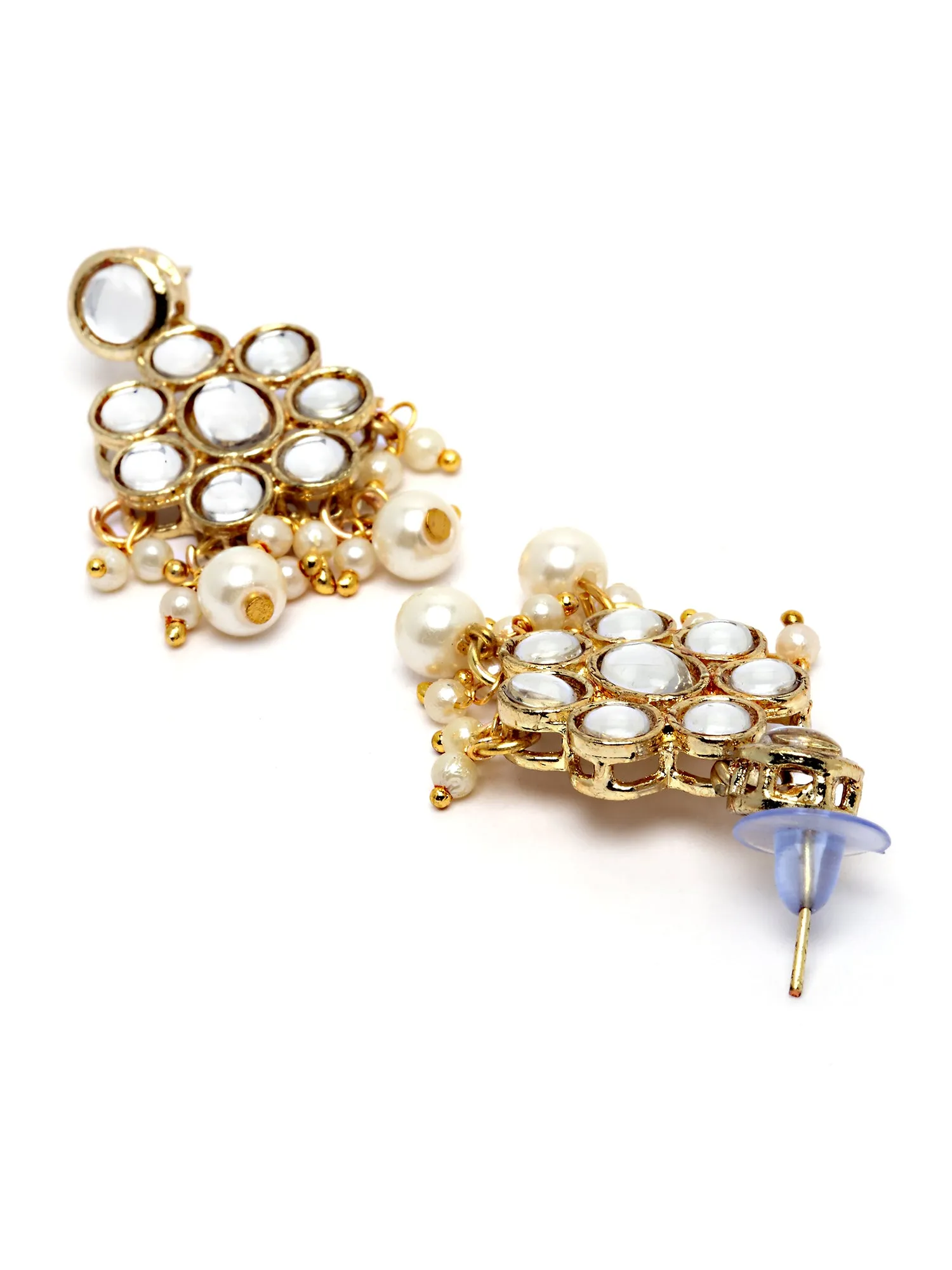Karatcart Gold Plated Red Tumble and Pearl Studded Kundan Necklace Set for Women