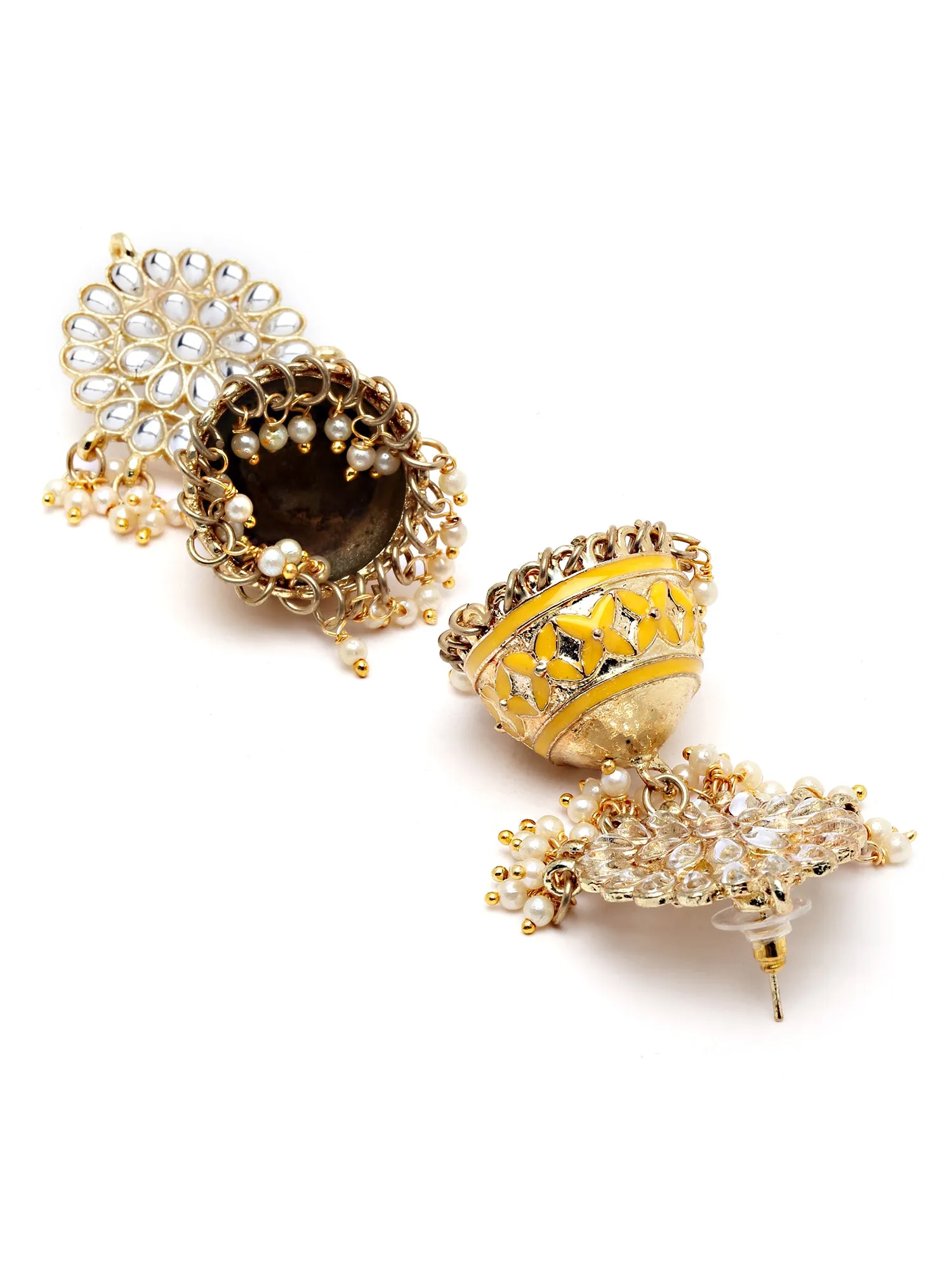 Karatcart Gold Plated Yellow Tumble Studded Kundan Choker Necklace Set for Women