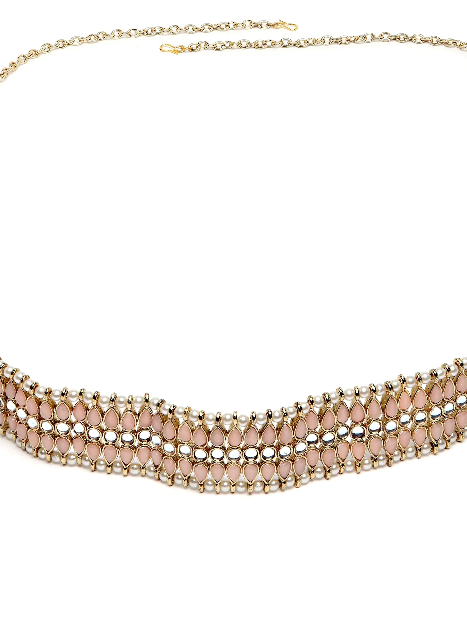 Karatcart Peach Kundan Studded Gold Plated Handcrafted Kamarbandh