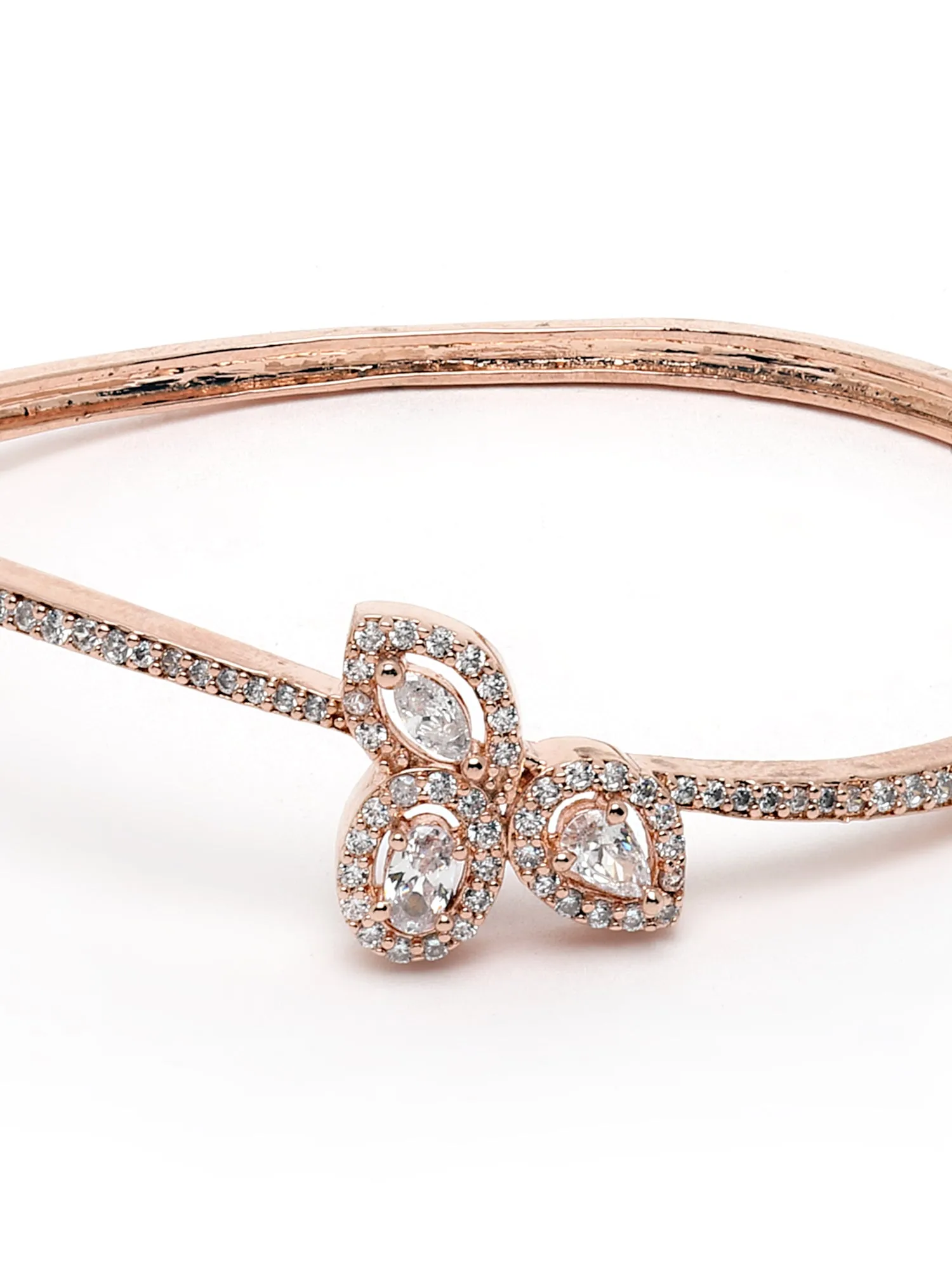 Karatcart Rose Gold Plated American Diamond Studded Bracelet for Women