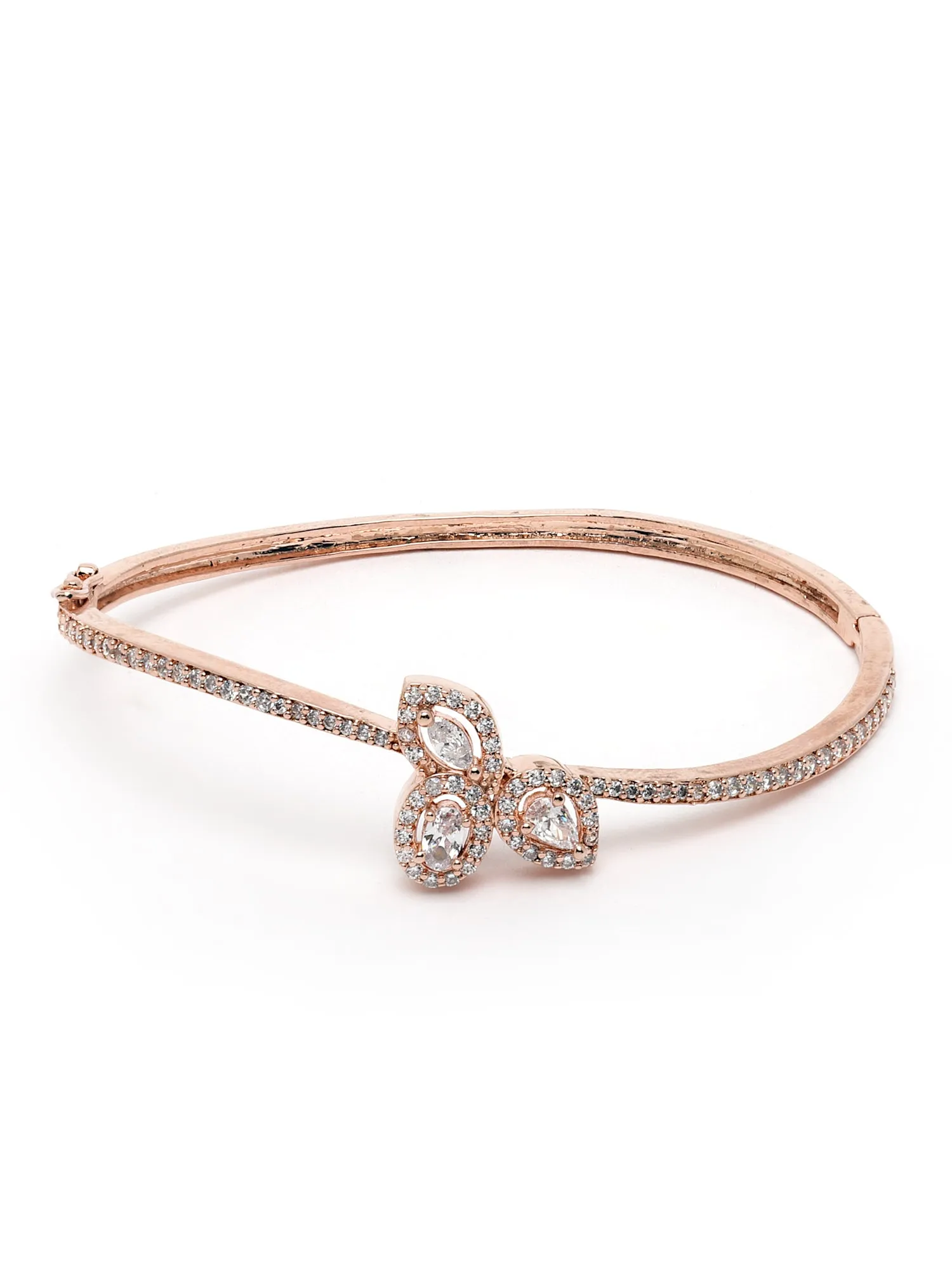 Karatcart Rose Gold Plated American Diamond Studded Bracelet for Women