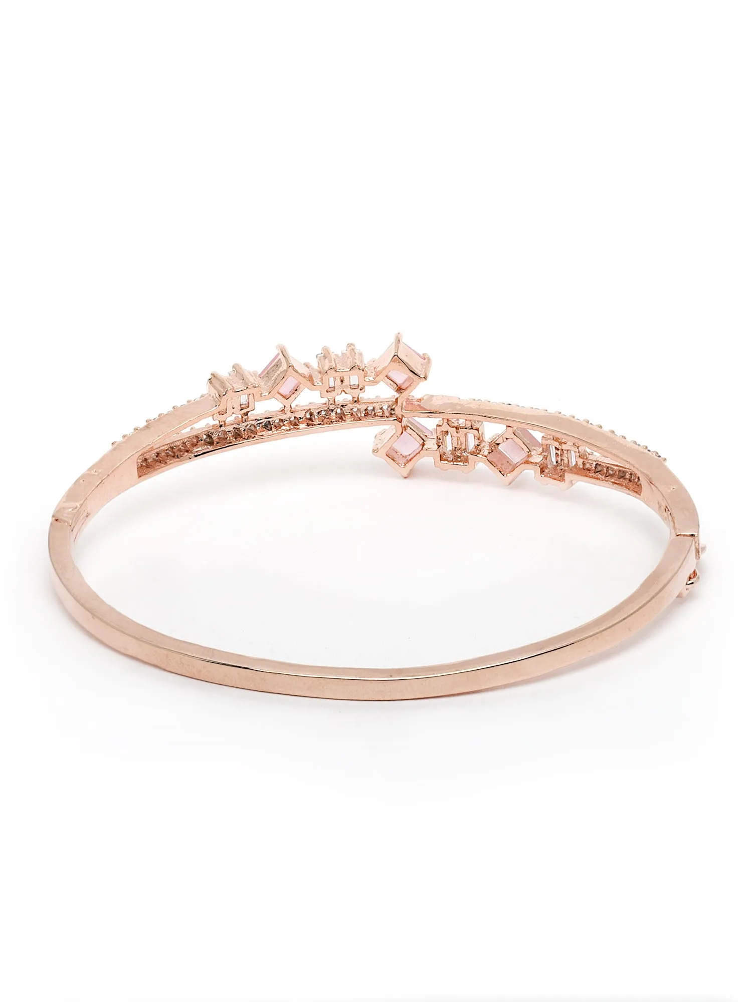 Karatcart Rose Gold Plated Pink AD Studded Bracelet for Women
