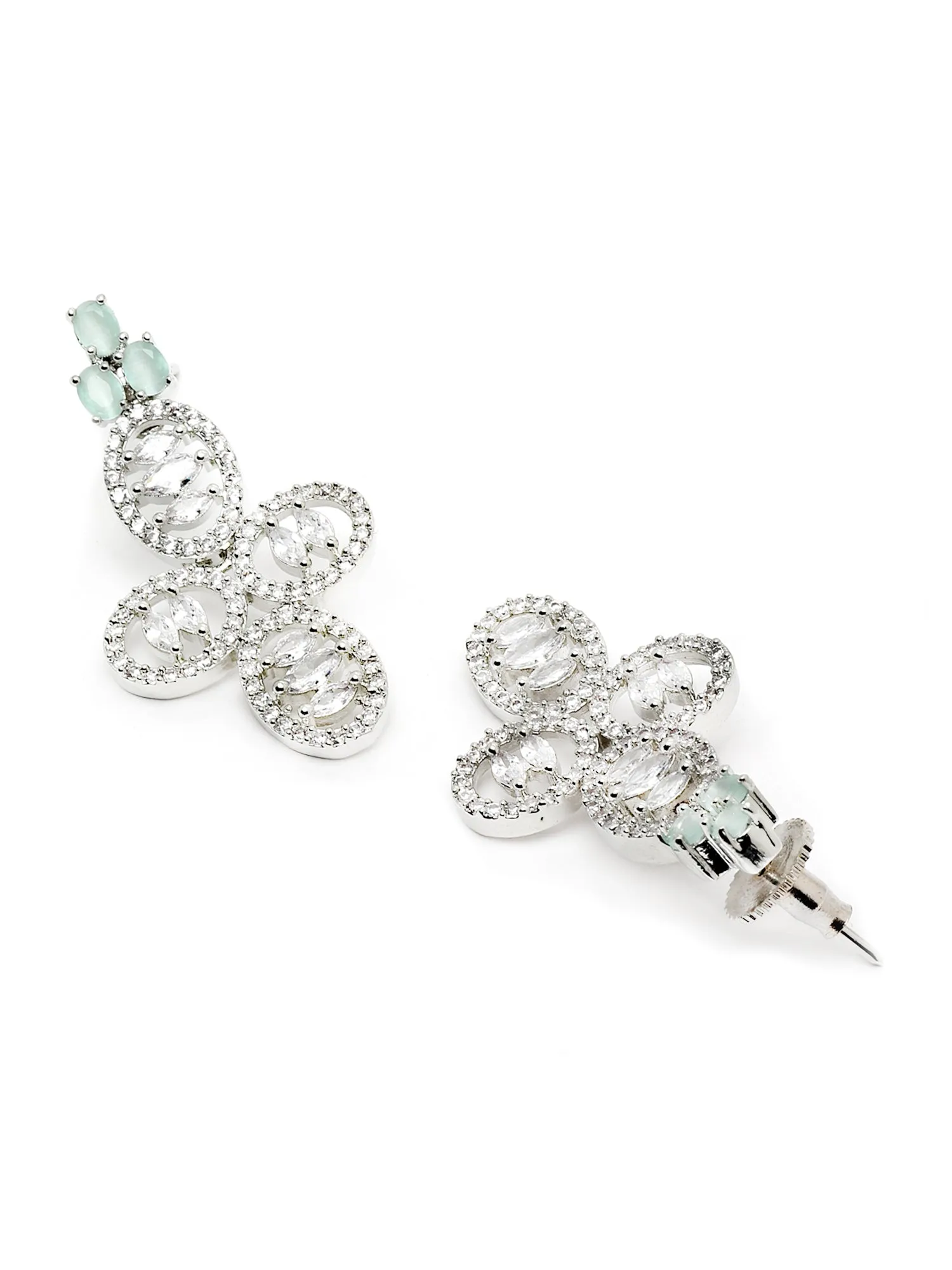 Karatcart Silver American Diamond Studded Necklace Set For Women