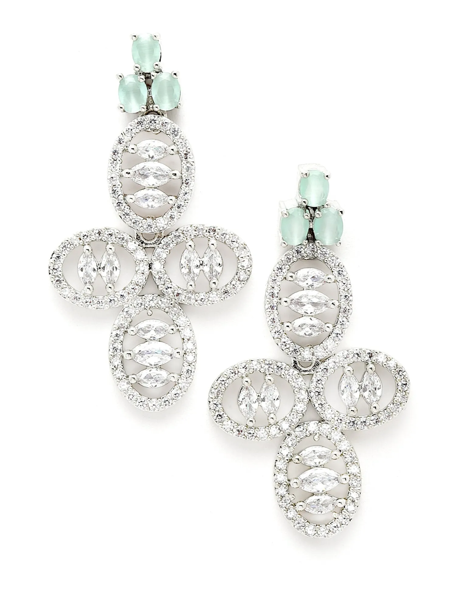 Karatcart Silver American Diamond Studded Necklace Set For Women