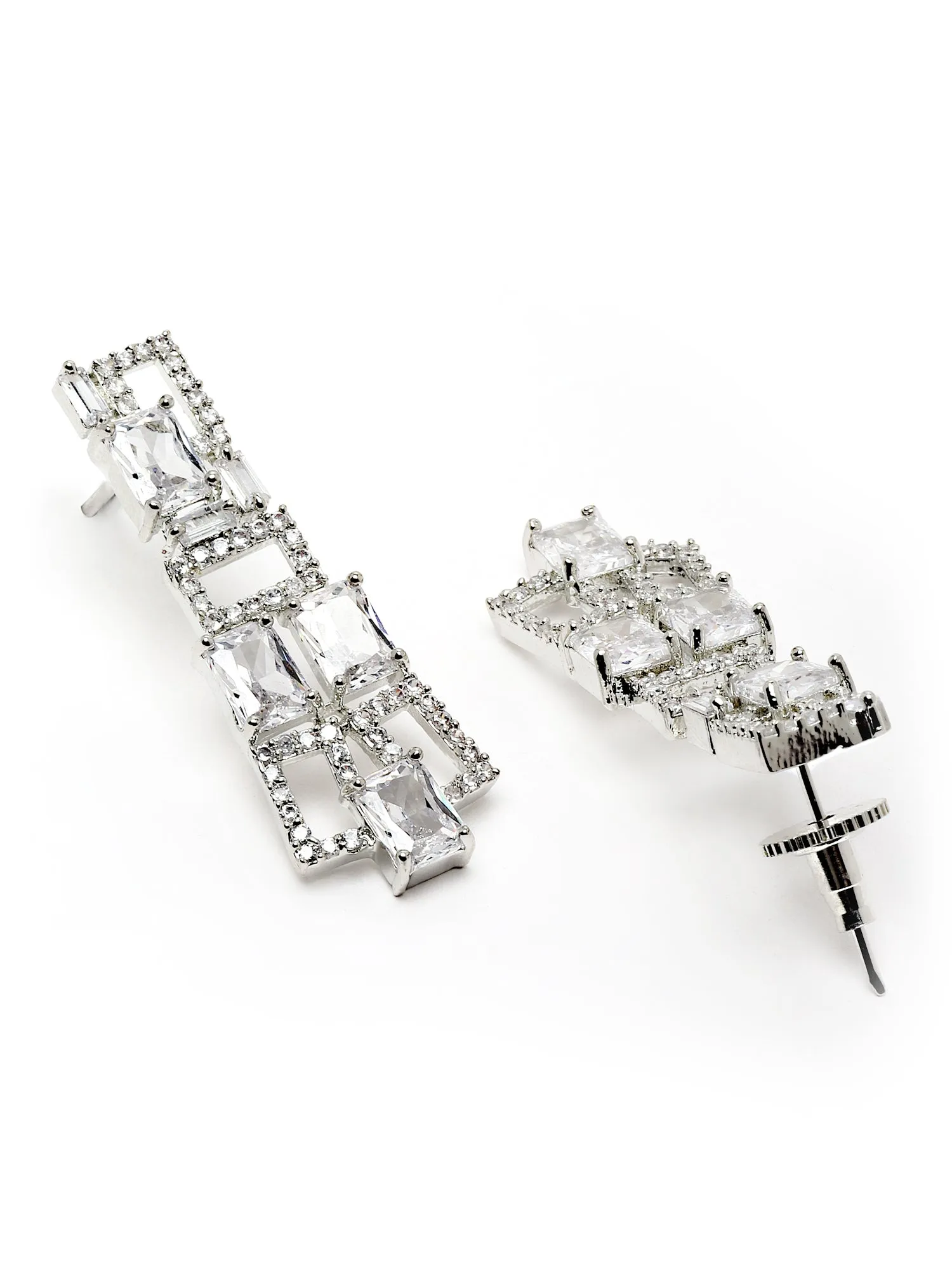 Karatcart Silver Tone American Diamond Studded Necklace Set For Women