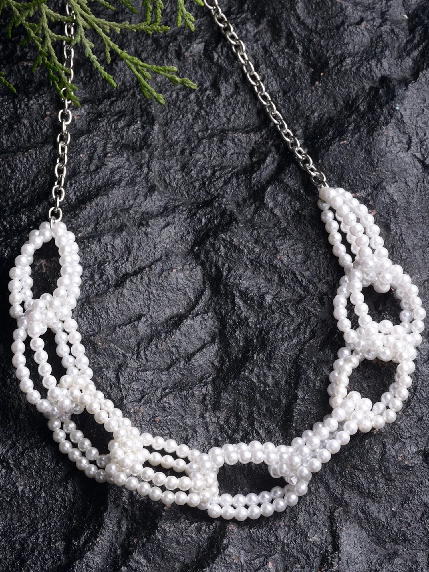Karatcart White Pearl Studded Choker Necklace for Women