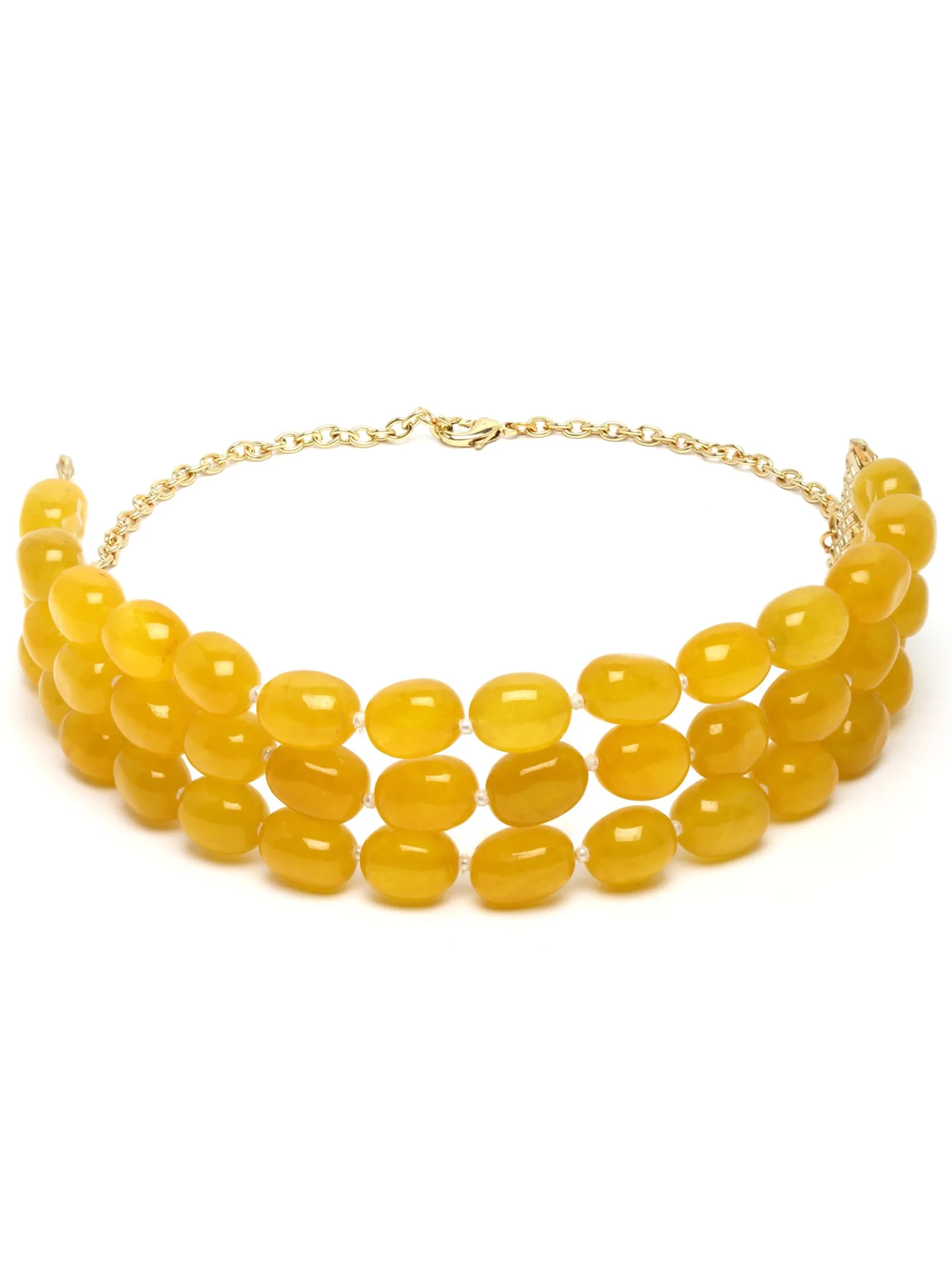 Karatcart Yellow Tumble Stone Studded Beaded Choker Necklace for Women