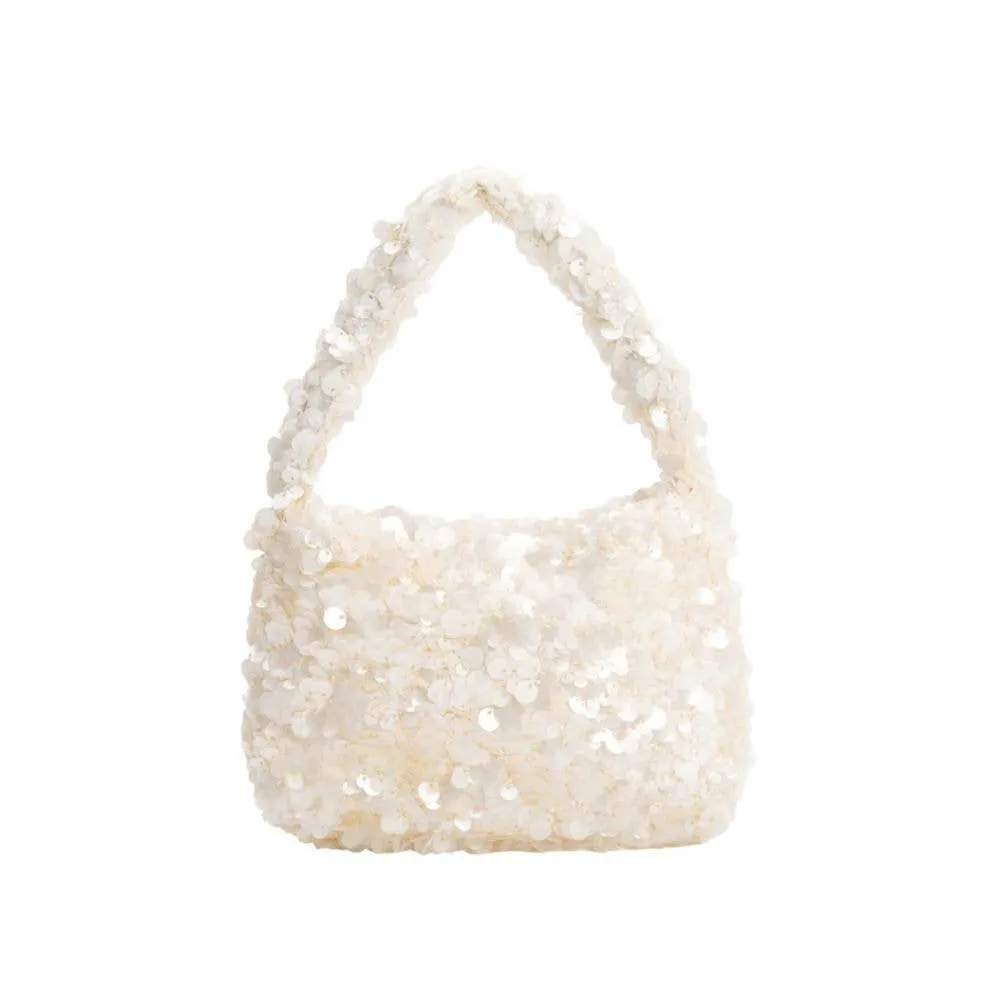 Karla Ivory Sequined Crossbody Bag