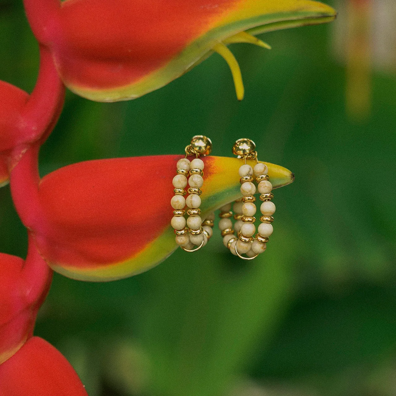 Kella Detachable Earrings in White Turquoise