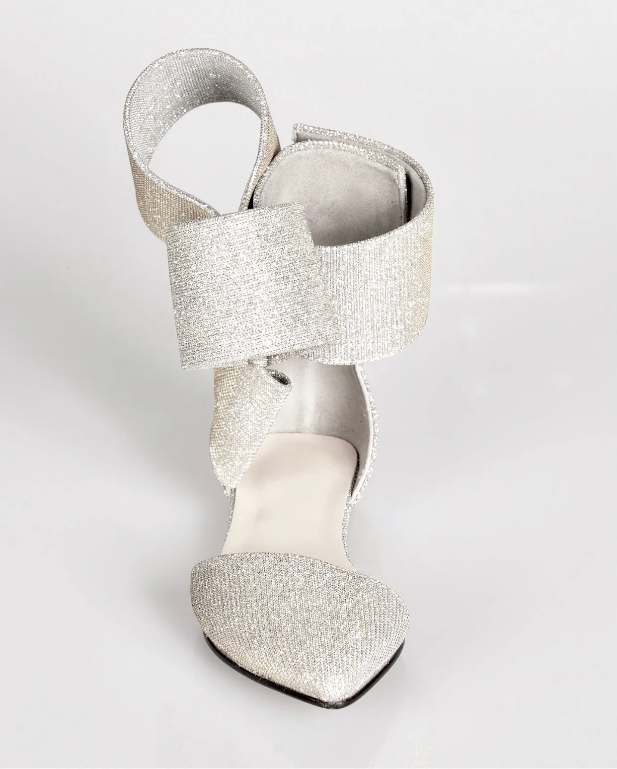 KIDS BOW FLAT GLITTER SILVER