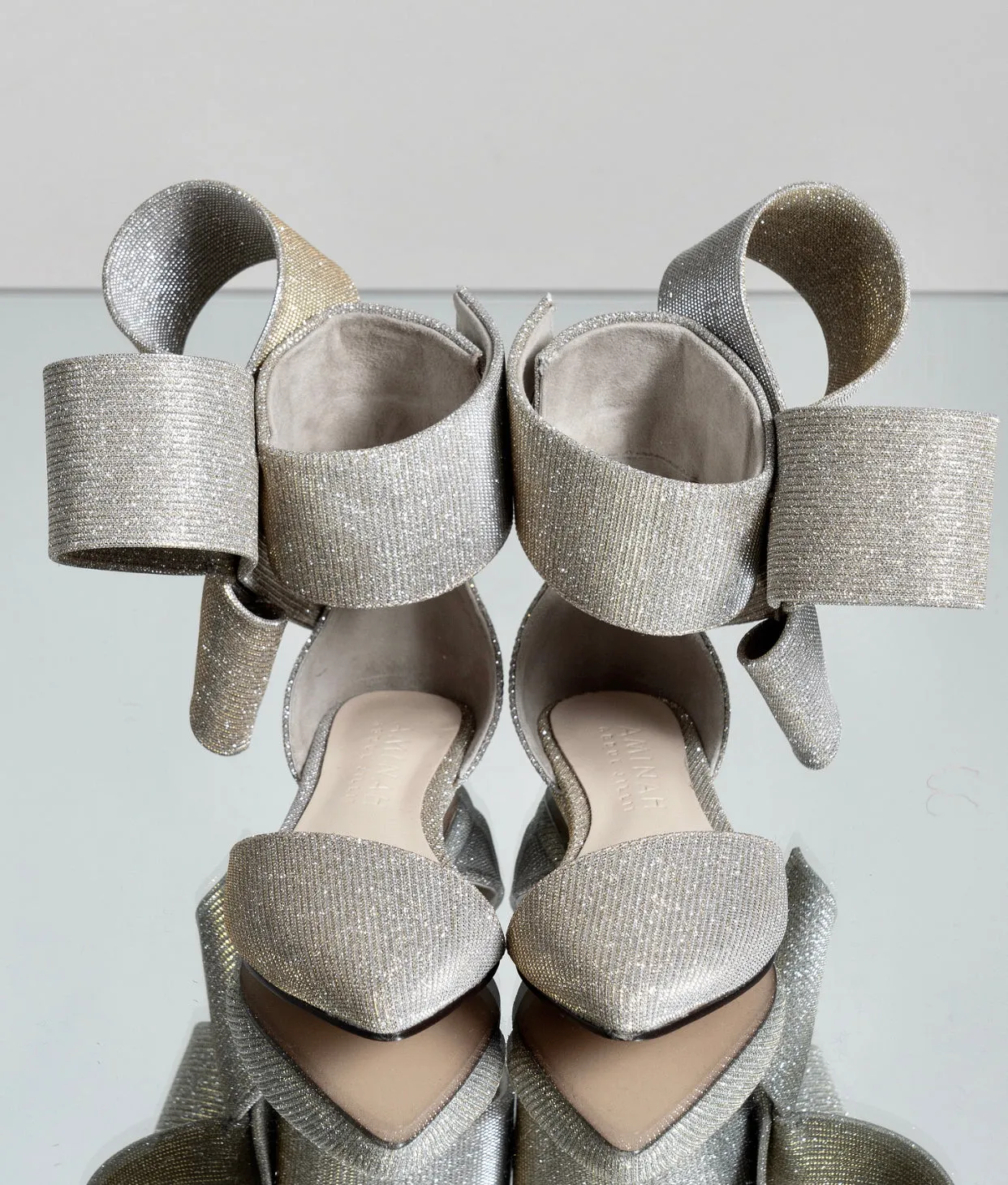 KIDS BOW FLAT GLITTER SILVER