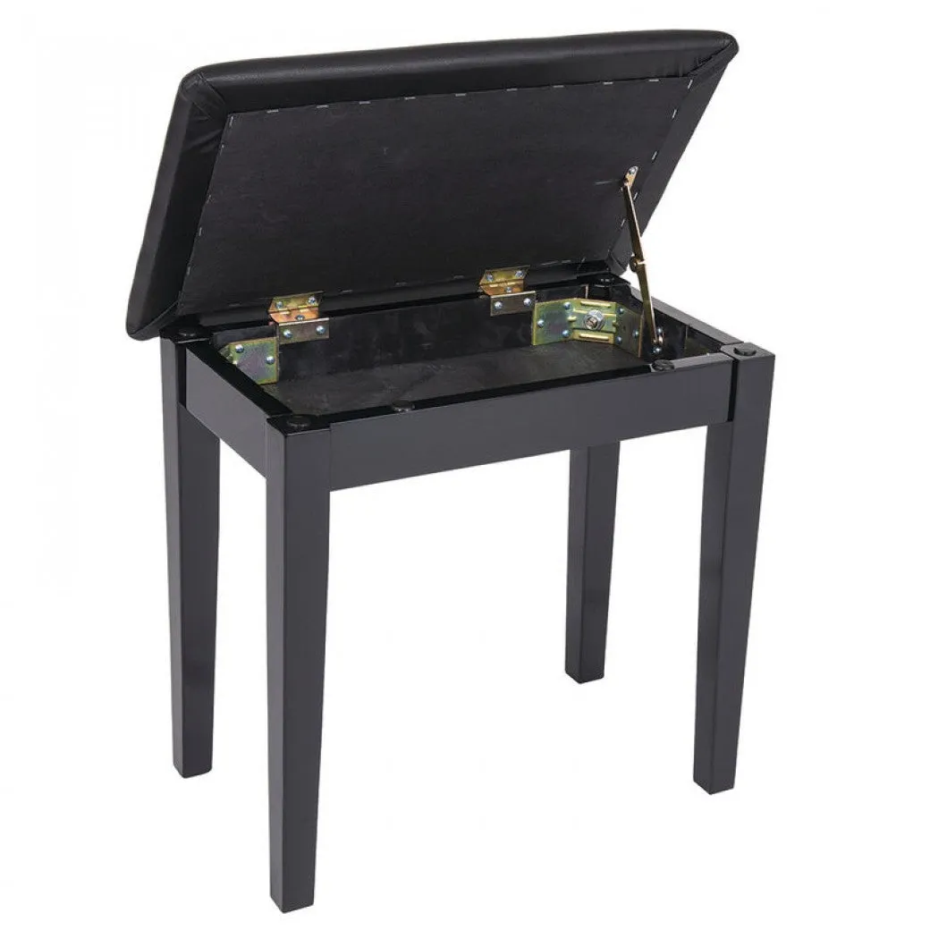 Kinsman KPB01BK Piano Bench with Storage - Satin Black