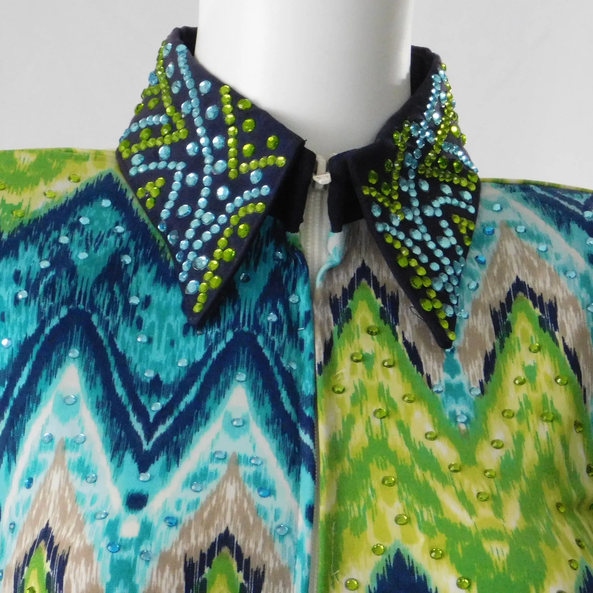 Ladies Western Collection Custom Lime and Blue Split Zig-Zag Show Shirt