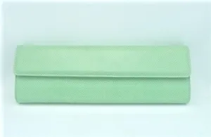 LAI Mint Lizard Clutch with Pink Interior