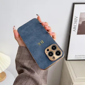 Lambskin Premium Leather Personalized Initials Custom Name Case For iPhone