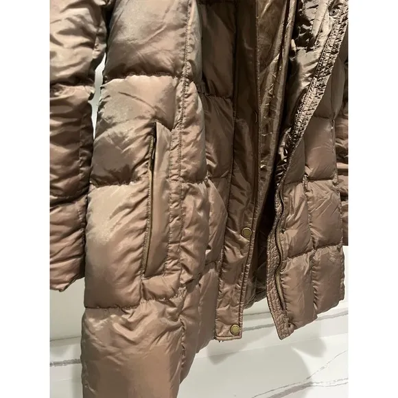 Land's End Down Long Puffer‎ Jacket Olive Gold Size Medium Rust Color Winter