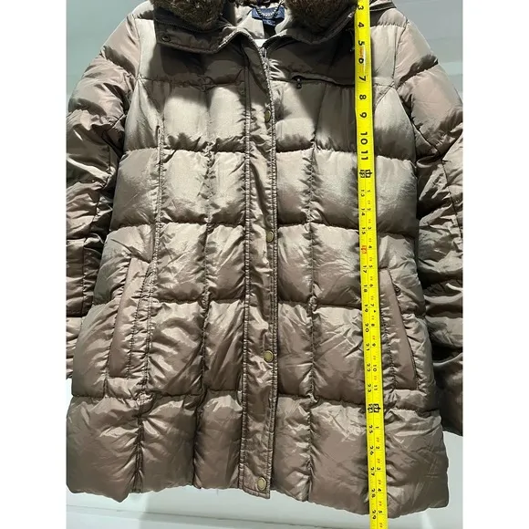 Land's End Down Long Puffer‎ Jacket Olive Gold Size Medium Rust Color Winter