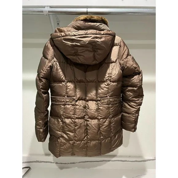 Land's End Down Long Puffer‎ Jacket Olive Gold Size Medium Rust Color Winter