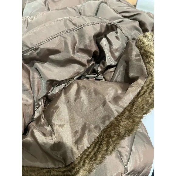 Land's End Down Long Puffer‎ Jacket Olive Gold Size Medium Rust Color Winter