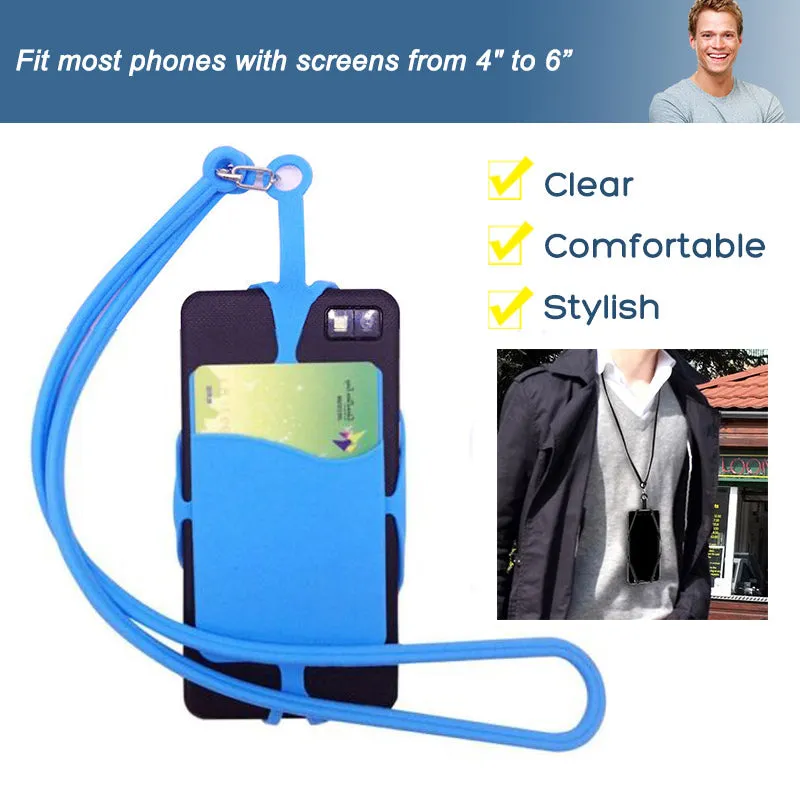 Lanyard Cell Phone Neck Strap Case Cover Card Holder for iPhone Samsung black