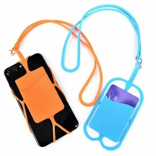 Lanyard Cell Phone Neck Strap Case Cover Card Holder for iPhone Samsung black