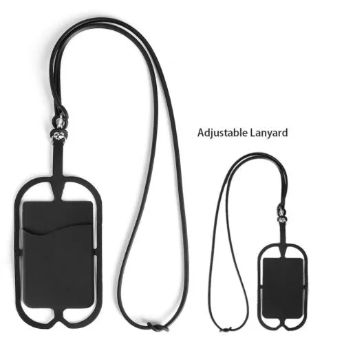 Lanyard Cell Phone Neck Strap Case Cover Card Holder for iPhone Samsung black