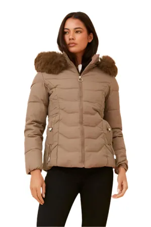 LATTE FAUX FUR PUFFER JACKET