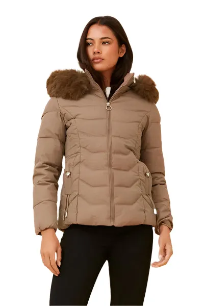 LATTE FAUX FUR PUFFER JACKET