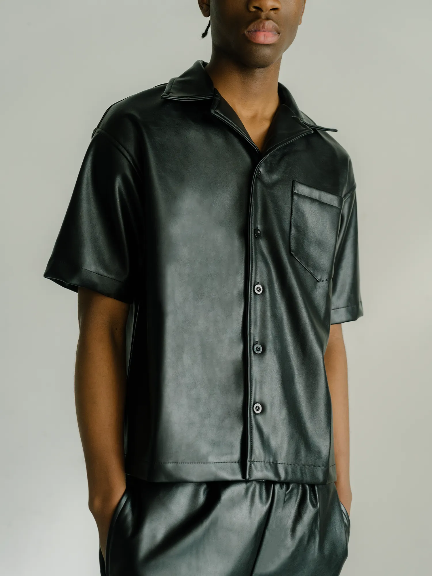 LEATHER SHIRT - BLACK