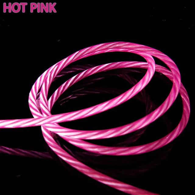 LED Luminous Charging Cable For Huawei Honor Note 10 Xiaomi Mi 8 Max 3 HTC Micro USB Type C Mobile Phone Charger Flowing Cabel