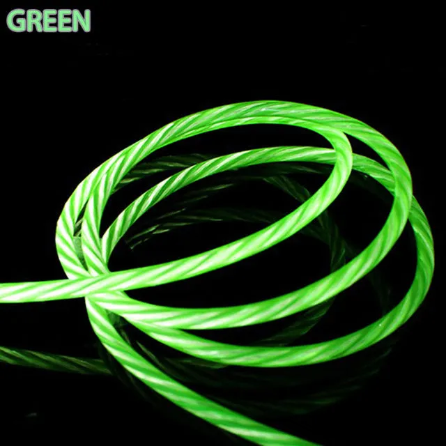 LED Luminous Charging Cable For Huawei Honor Note 10 Xiaomi Mi 8 Max 3 HTC Micro USB Type C Mobile Phone Charger Flowing Cabel