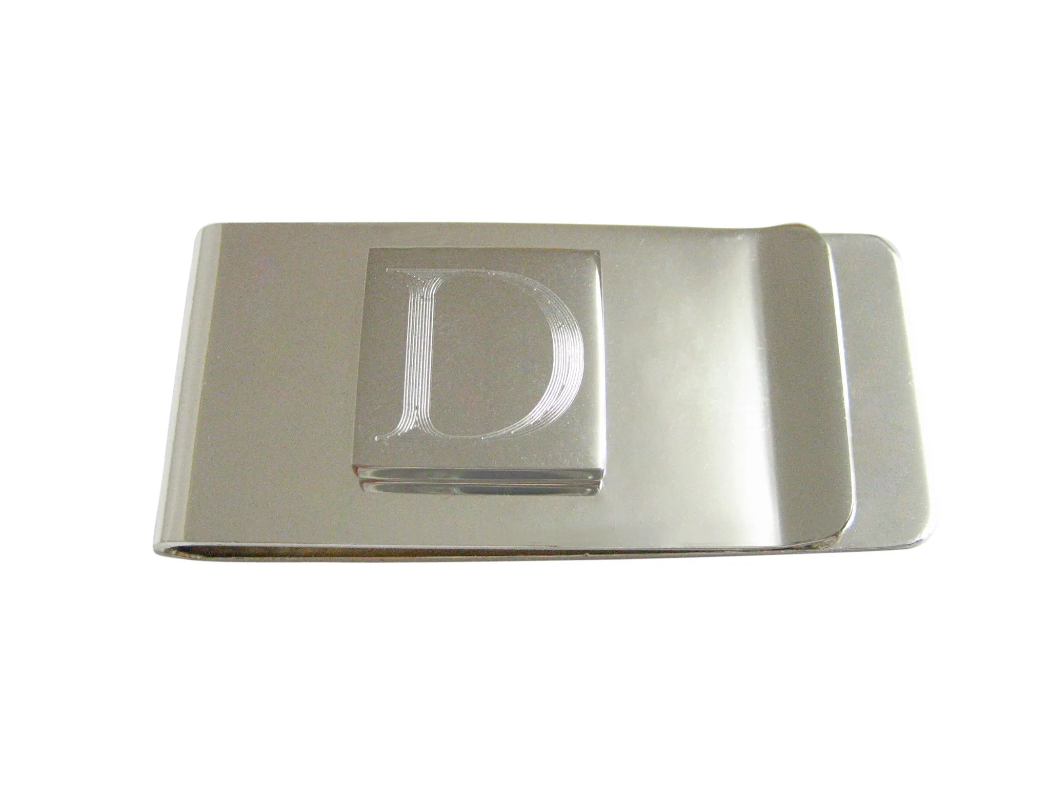 Letter D Etched Monogram Money Clip