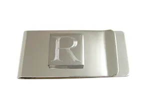 Letter R Etched Monogram Money Clip