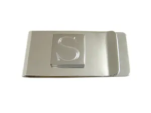 Letter S Etched Monogram Money Clip