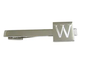 Letter W Etched Monogram Square Tie Clip