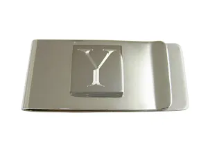 Letter Y Etched Monogram Money Clip