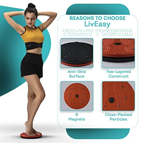 LivEasy Fitness Tummy Twister, Abdominal ABS Exerciser Body Toner-Fat Buster Oblique Workout Perfect Waist Trimmer Home Gym Equipment for Men and Women(Multicolor)