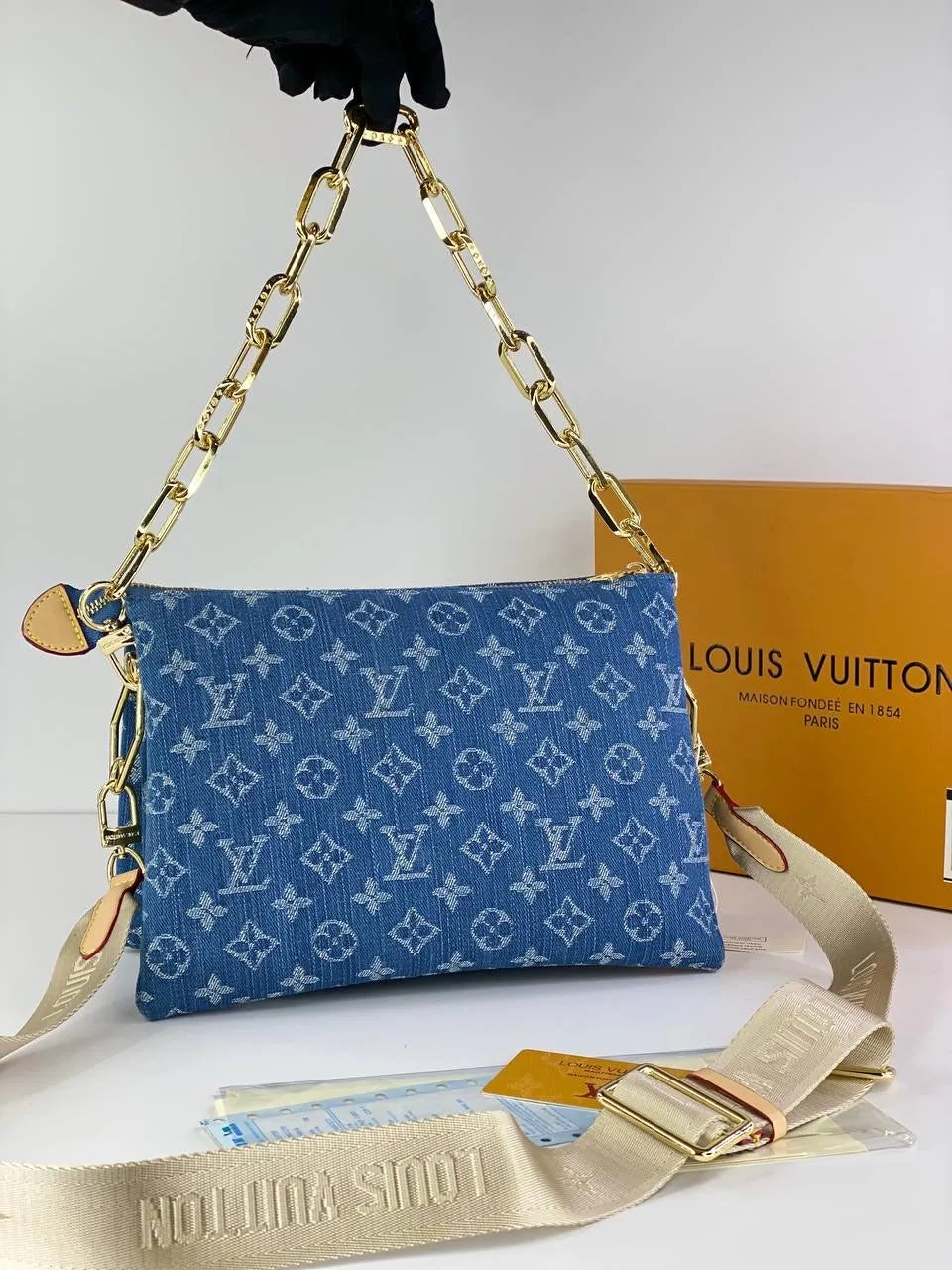Louis Vuitton Monogram Pouch with Bold Chain Strap