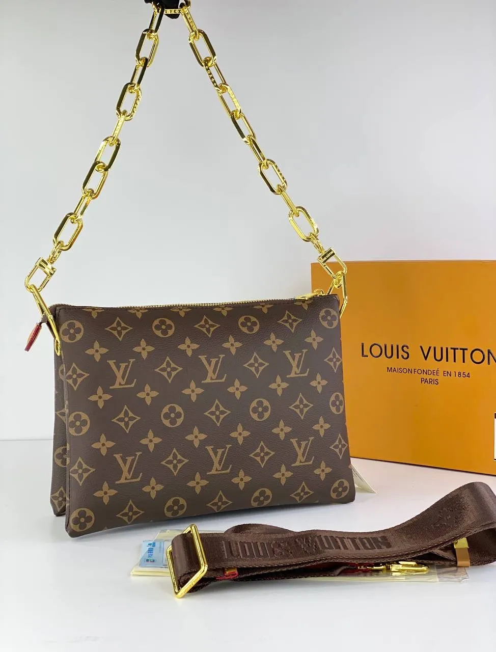 Louis Vuitton Monogram Pouch with Bold Chain Strap